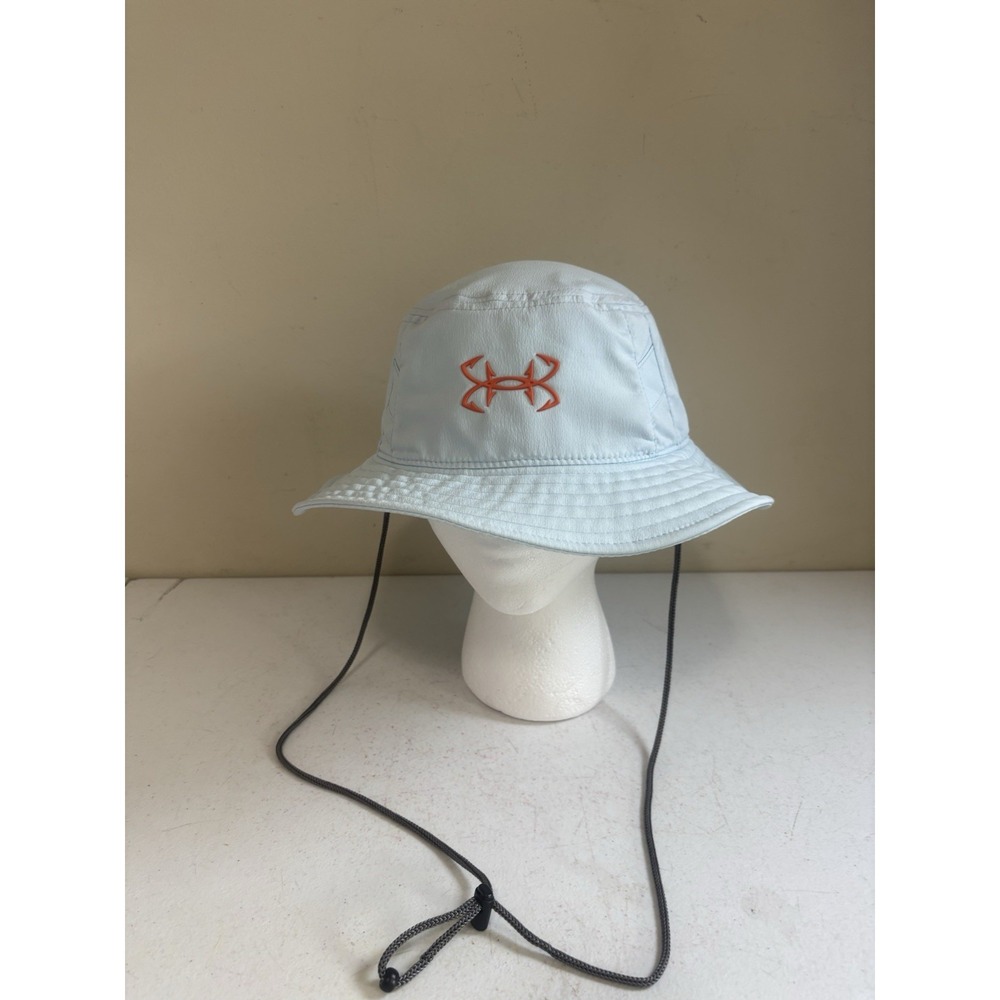 Under Armour Fish Hook Bucket Hat w/Chin Strap Light Blue Outdoor Fishing Hiking